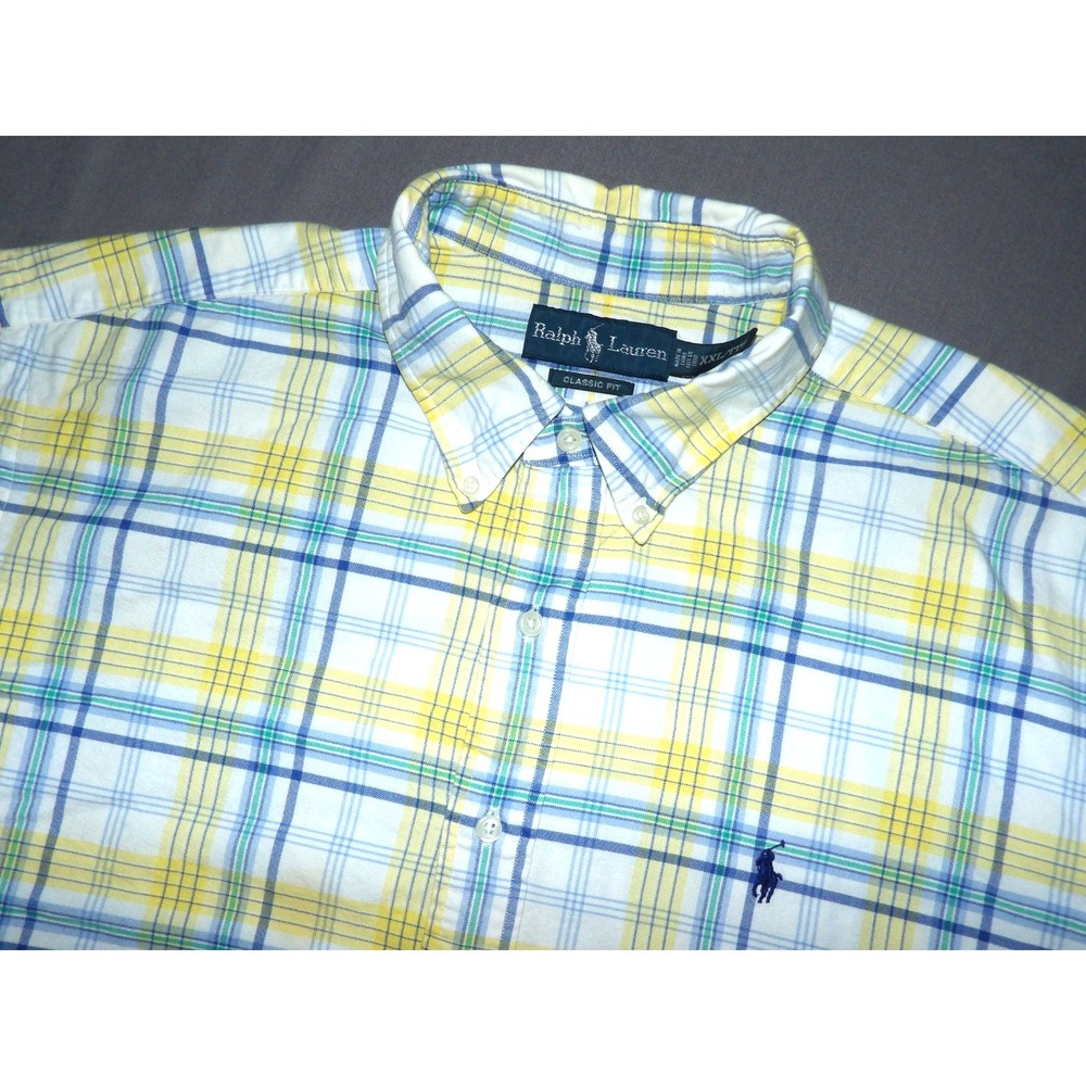 Polo Ralph Lauren Classic Fit Short Sleeved Plaid Button Up Shirt Men's XXL